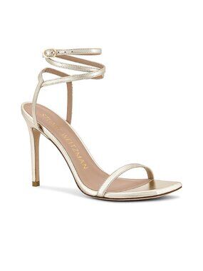 Stuart Weitzman x REVOLVE Barelynudist 100 Sandal in Light Gold strappy ankle